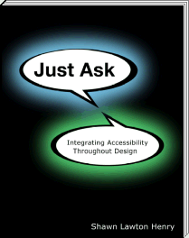 対話形式の吹き出しが描かれた『Just Ask: Integrating Accessibility Throughout Design』の表紙
